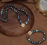 Lustrous set of Elegant Premium Freshwater Pearls (Necklace & Bracelet)