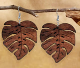 HIGH QUALITY FASHION WOODEN LEAF STATEMENT EARRINGS