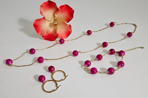 Pink Mulitple Pearls Gemstone Sets