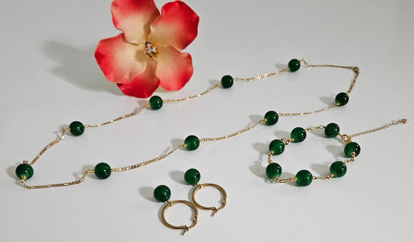 Green Mulitple Pearls Gemstones Sets