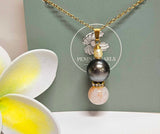 Tahitian Pearl Necklace Blend with Gemstone - 14K GF