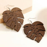 HIGH QUALITY FASHION WOODEN LEAF STATEMENT EARRINGS