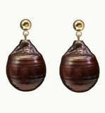 Natural Brown Bronze Pearl Earrings