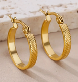 Simple Retro Round Twill Design Hoop Earrings