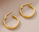 Simple Retro Round Twill Design Hoop Earrings