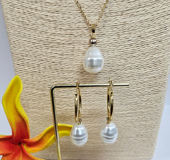 White Premium Shell Pearls Set With 14K GF