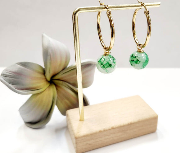 Green Gemstone Hoop Earrings