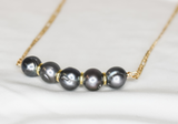 MARYA - NATURAL PEACOCK TONED PEARL NECKLACE (GOLDFILLED)